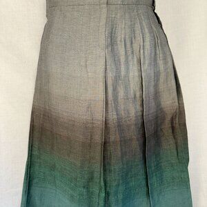 Loro Piana Silk High-Waist Side Snap Lined Skirt Gray to Green Ombre XS Size 38